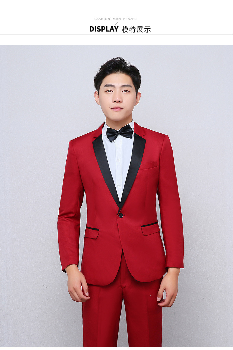 韩版红色小西服套装2019新款男士休闲日常西服套装男工厂直销批发