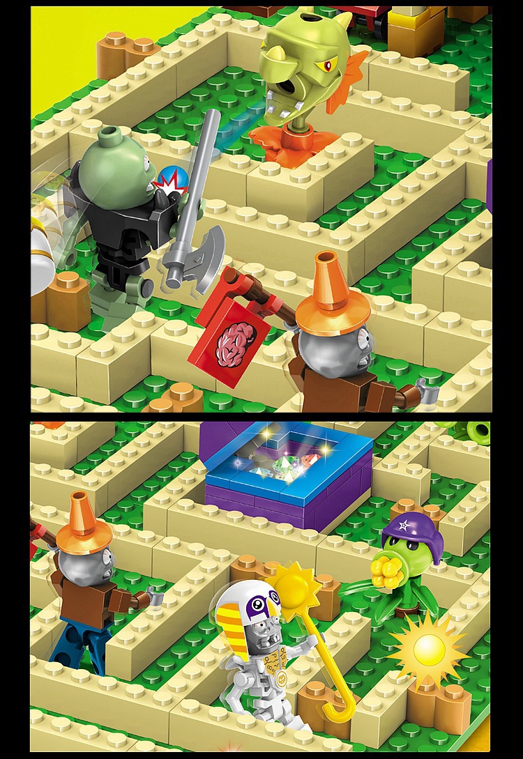 亿高75009爆款拼装积木 植物大战僵尸花园迷宫儿童澄海一件代发