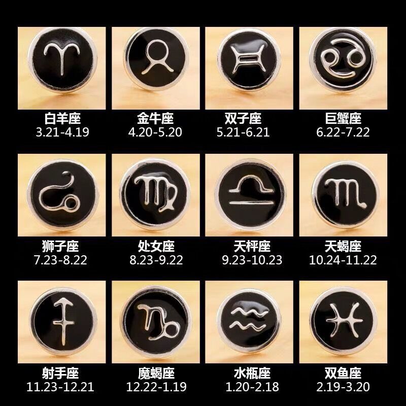 潮男韩版男士耳环十二星座耳钉网红时尚滴胶耳饰