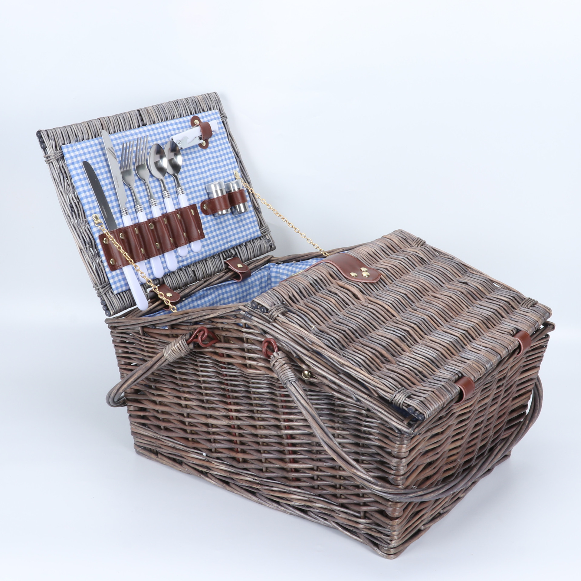 Popular Dining Basket with Ice Pack with Lid Picnic Basket Handle Movable Picnic Dining Basket Love Plate Basket