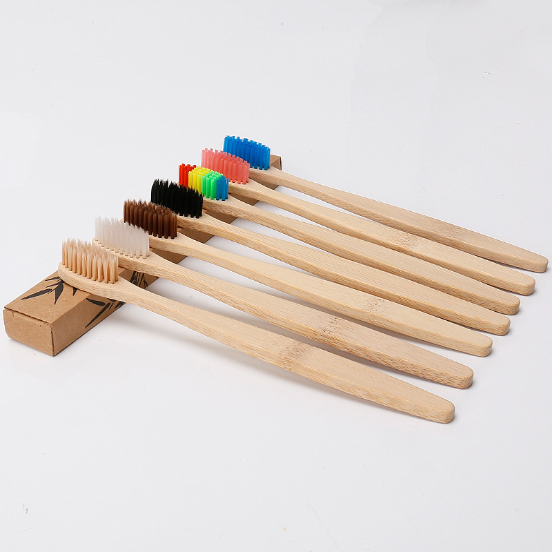 Foreign Trade Cross-Border Disposable Bamboo Toothbrush Hotel Homestay Bamboo Toothbrush Bamboo Charcoal Soft Fur Kraft Box Factory in Stock