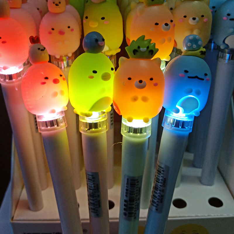 波特曼1135卡通萌宠动物发光中性笔led灯墙角动物带灯水笔签字笔
