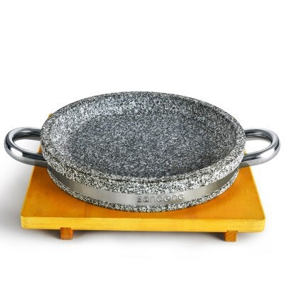 石烧盘浅石圆形烤盘石锅菜专用石盘板烧烤盘平底餐厅商用石头锅