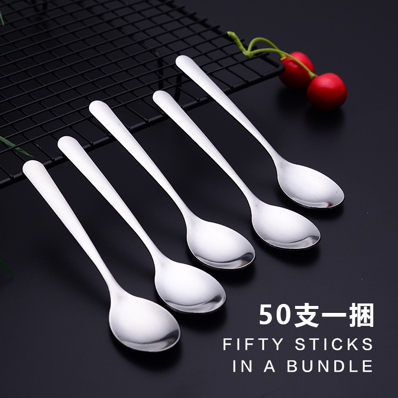 Restaurant Light Body Stainless Steel Teaspoon Ice Cream Dessert Spoon Household Stainless Steel Seasoning Spoon Coffee Stir Spoon