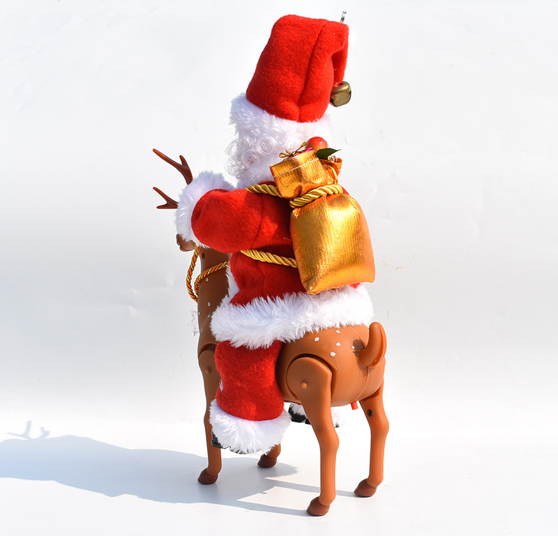 New Electric Santa Claus Riding Deer Music Little Doll Christmas Decorations Children's Toy Gift Christmas Ornament