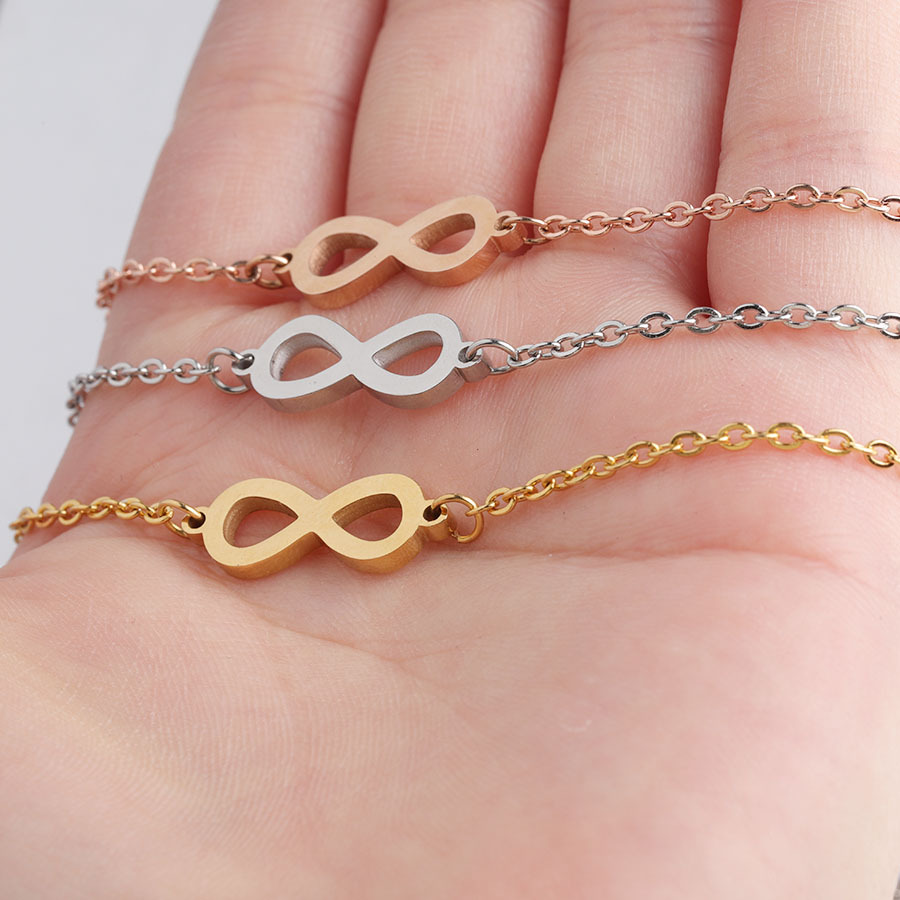 镜面不锈钢 infinite 无限大无限永恒手链 数字8手链 17 6cm