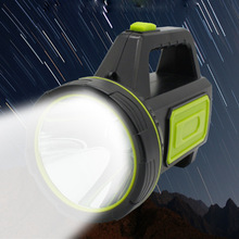 跨境手提式探照灯 户外大功率手提灯强光充电LED野营灯强光手电筒