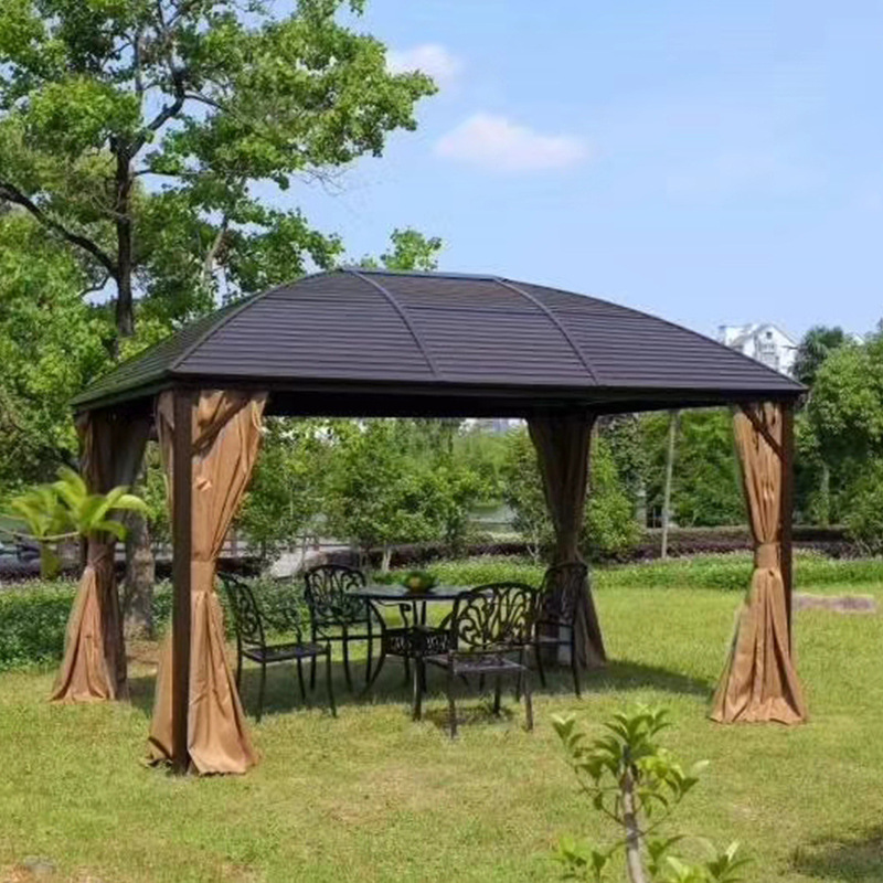 戈尔德豪华双顶棚 网纱户外庭院四角凉亭 铝合金欧式岗亭蓬帐篷