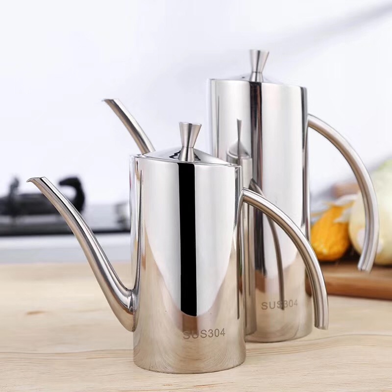 304不锈钢斜口壶油壶 冷水壶长嘴欧式创意防漏控油壶茶壶油瓶家用