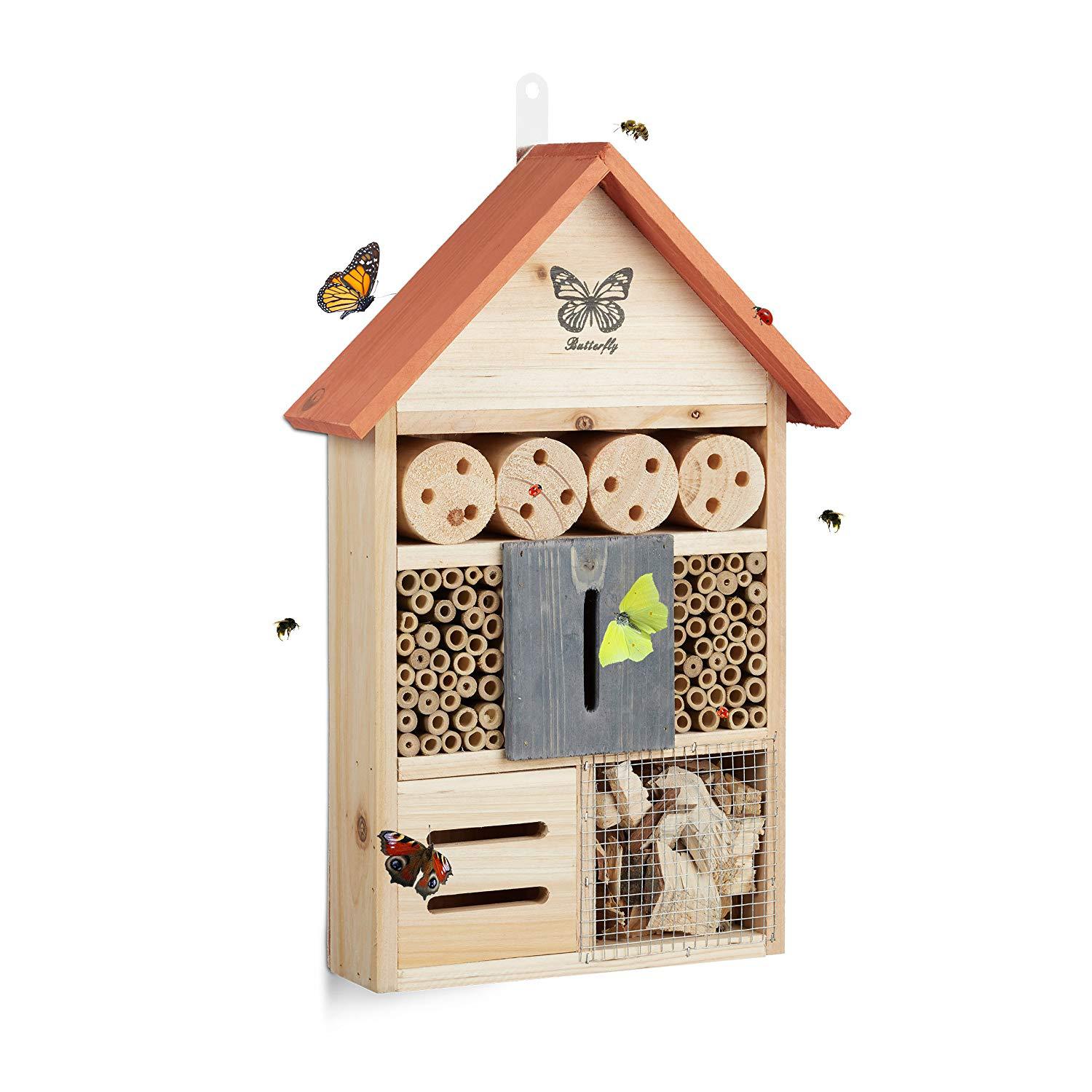 定制竹木昆虫屋小鸟房子户外蝴蝶屋蜜蜂房花园装饰蜜蜂屋木盒定做