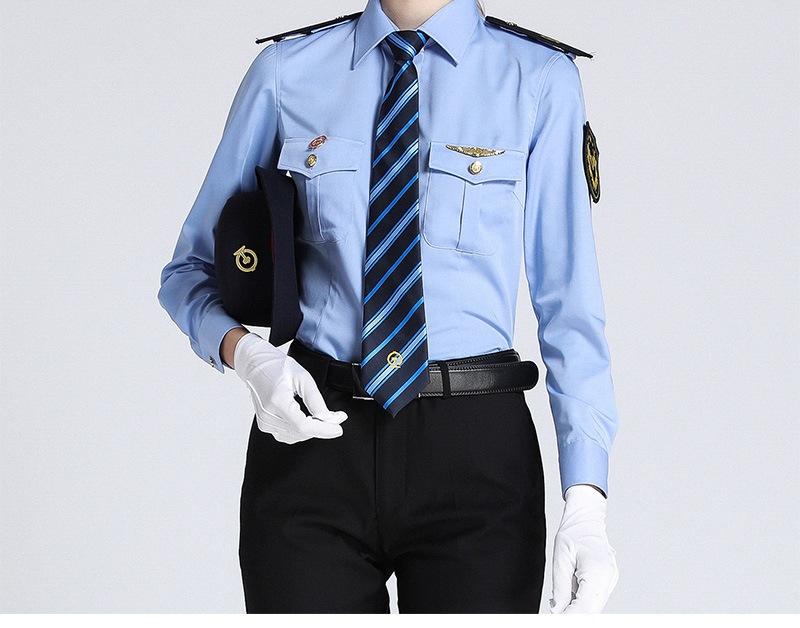 铁路制服工作服女士列车乘务员蓝色衬衫长袖高铁保安工装铁道衬衣