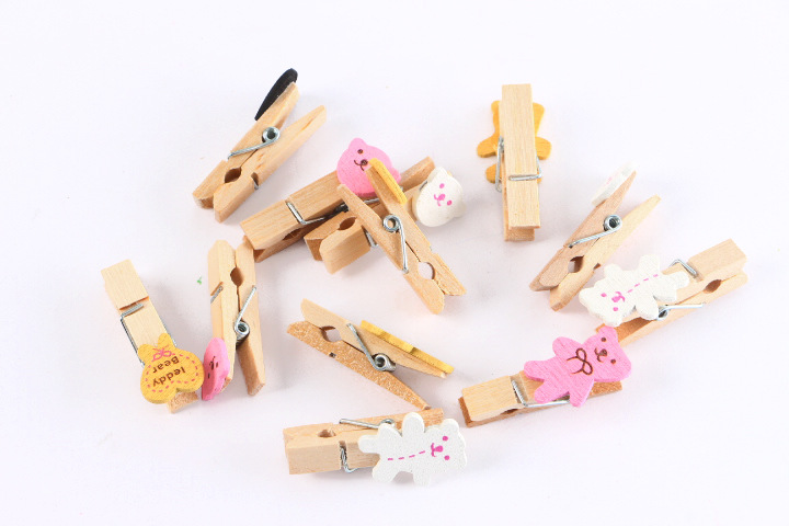 小木夹 木夹子 儿童夹 便签夹 照片夹子 家居日用/3.5*0.7/小熊