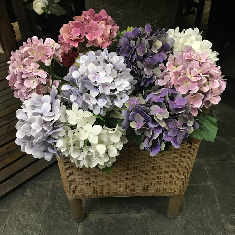 仿真单支手感绣球装饰花客厅落地摆放绢花婚庆样板间室内饰品搭配