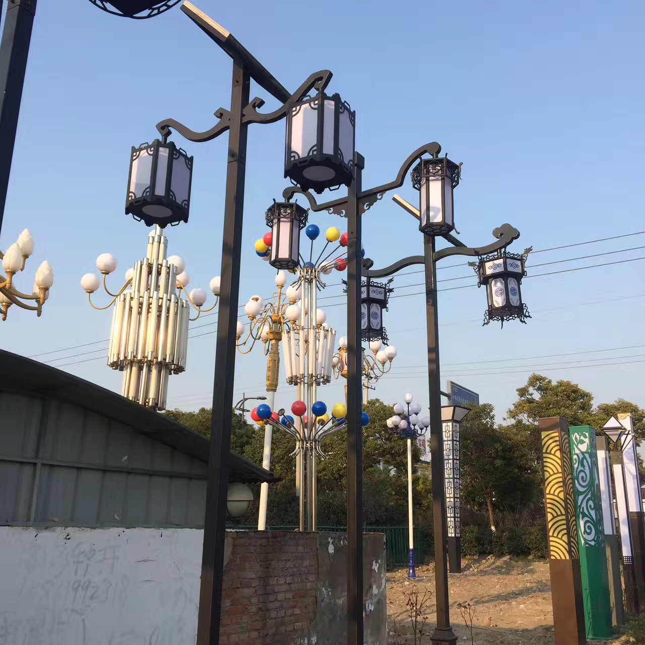 【双亮】中式庭院灯双仿古灯笼庭院灯定制庭院景观灯小区厂区路灯