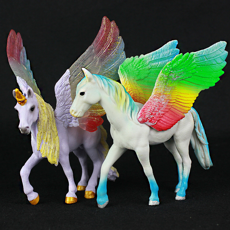 跨境仿真模型神话动物 飞马模型 独角兽 圣兽 马儿玩具摆件礼物