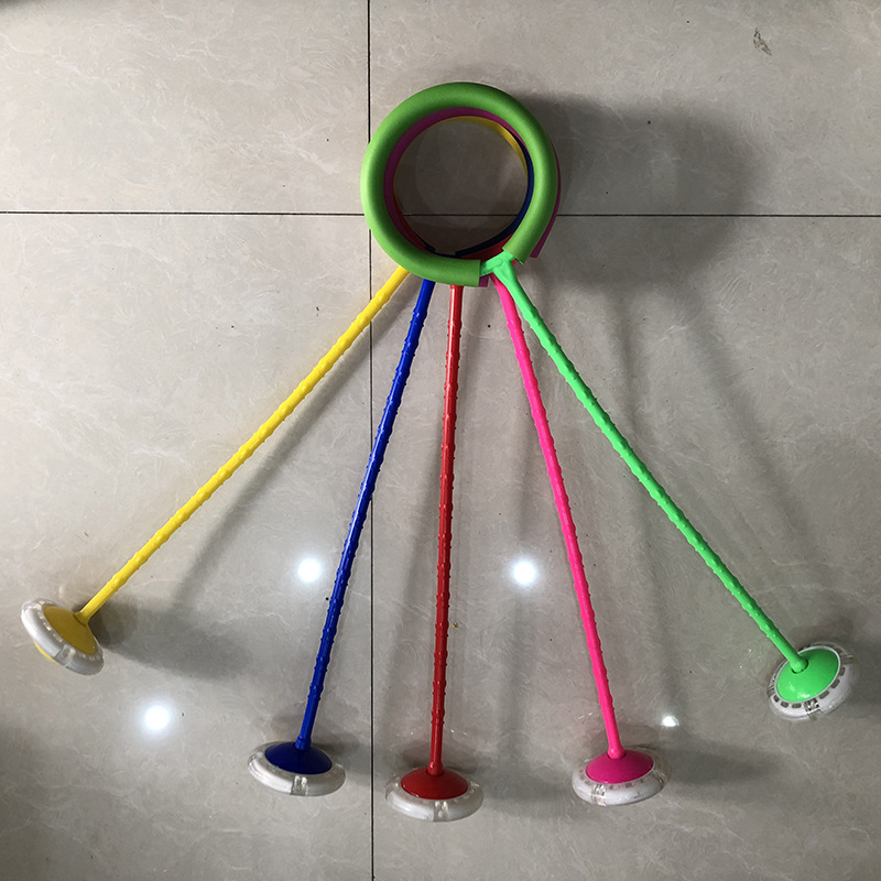 创意新款弹力闪光跳跳球 成人小孩单脚甩球旋转跳环圈蹦蹦球