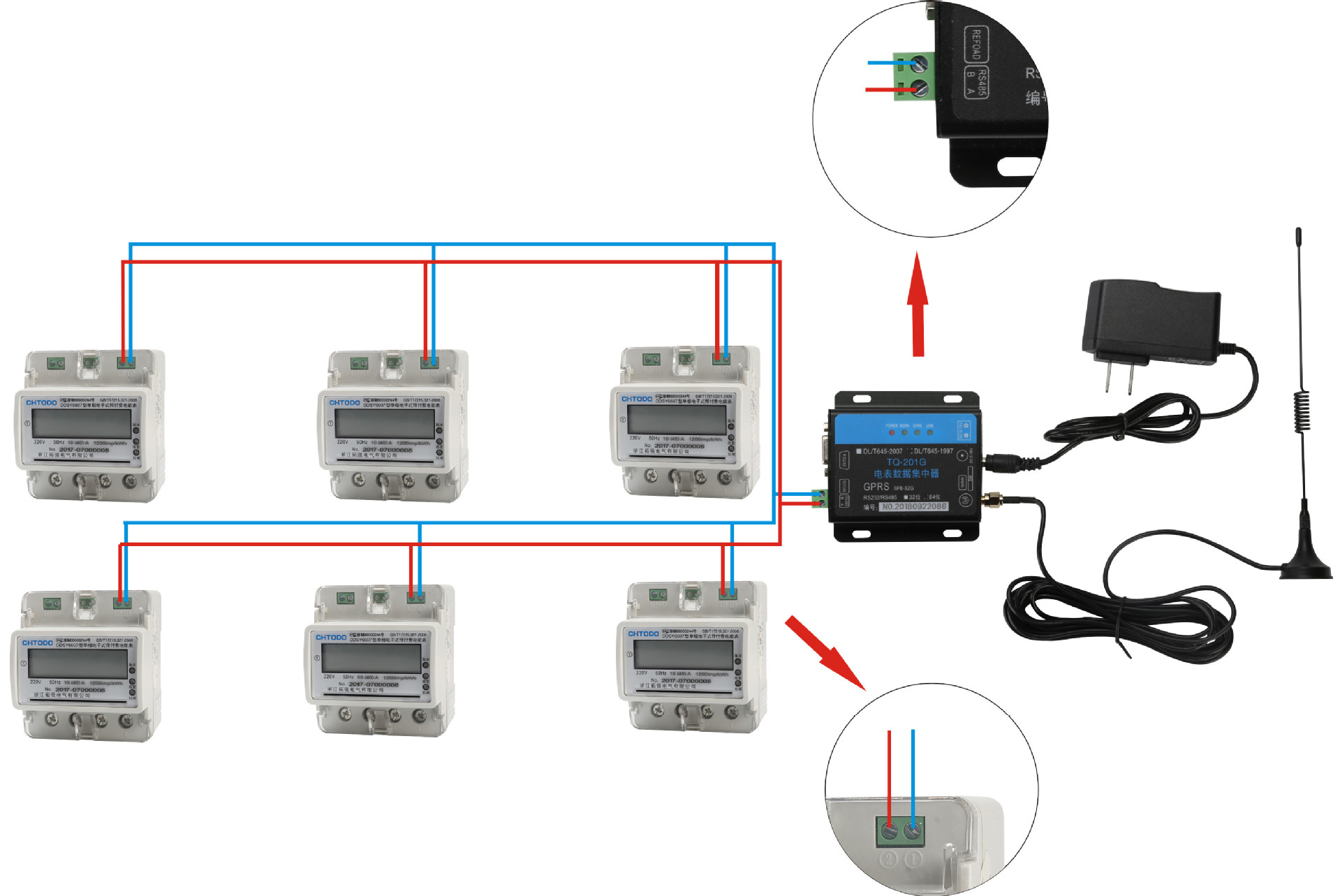 导轨式电表远程预付费集抄系统结构图