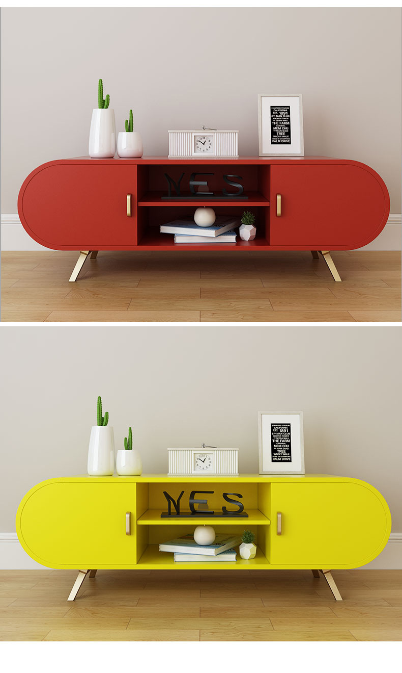 现代简约客厅实木电视柜铁艺ins风电视柜小户型电视柜特色储物柜