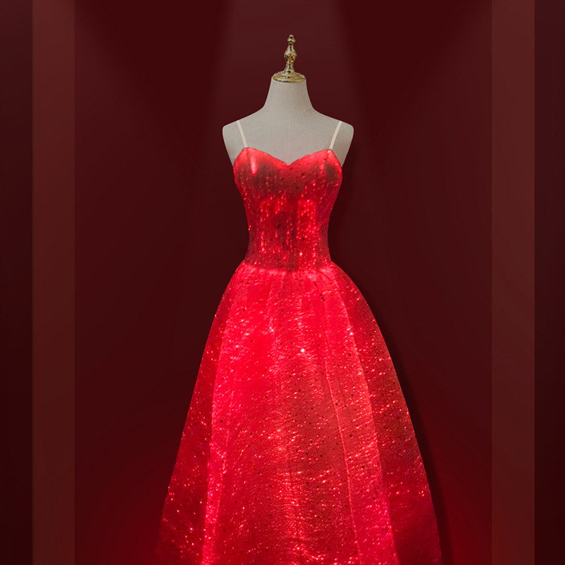 智能七彩发光婚纱夜光裙 影楼夜光主题婚纱照摄影舞台演出礼服