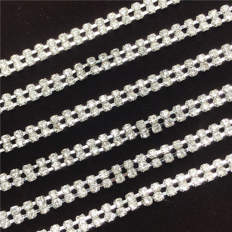 高品质多排水钻爪链12#3mm双排加密爪链服饰手机壳饰品配件