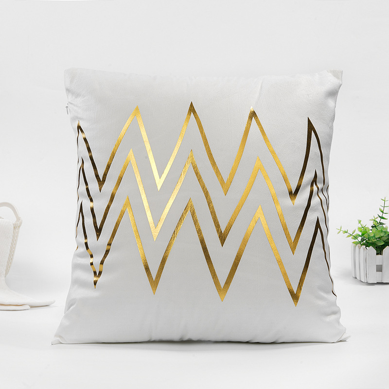 Amazon Hot Gilding Backrest Simple Pillow Cover Geometric Throw Pillowcase Bedside Cushion Home Decorative Cushion