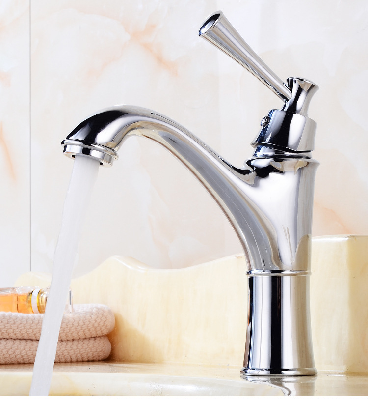 厂家直供家用卫生间台盆洗手盆全铜冷热水龙头扳手式黑色水龙头铜