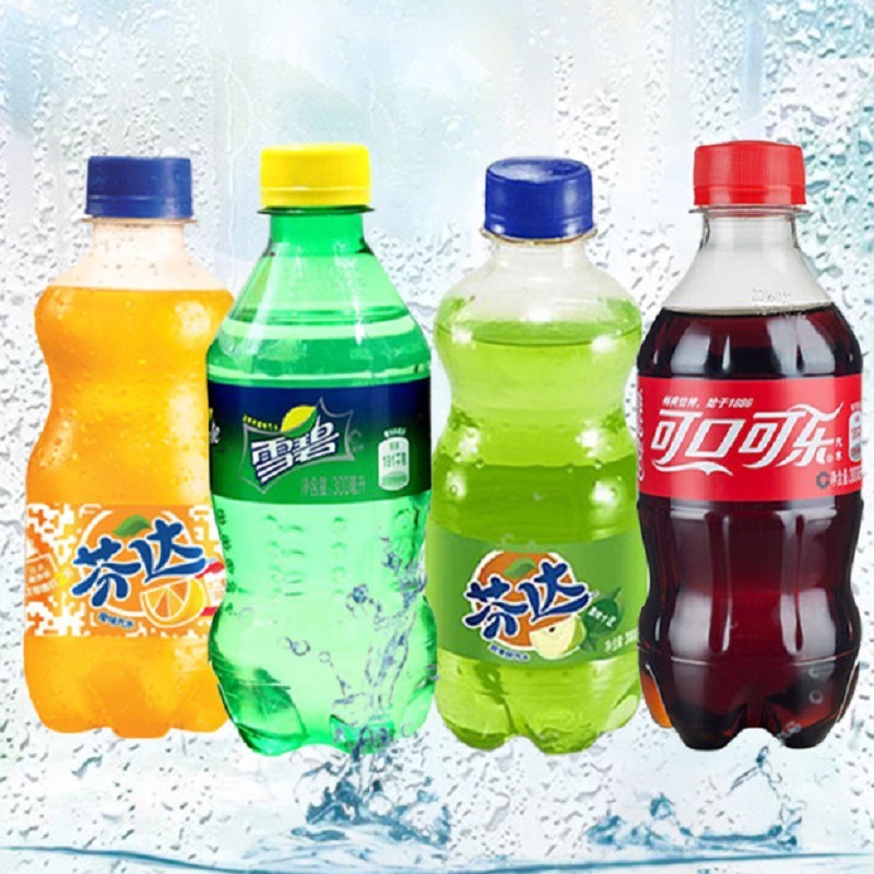 可口可乐芬达碳酸饮料汽水橙汁味300ml*12瓶装小瓶装苹果味芬达
