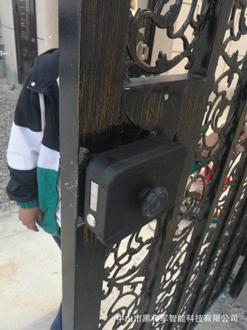 指纹外装门锁大门暗锁庭院门窄边门老锁电子隐形遥控防盗锁花园锁