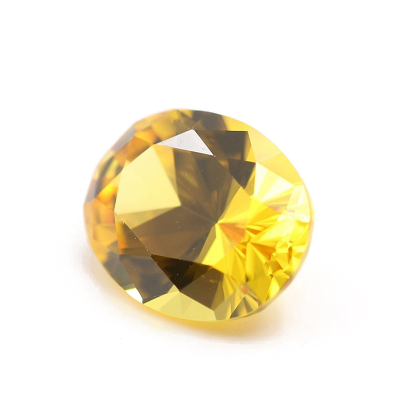 定做21#黄刚玉裸石批发蛋形黄色宝石可打孔diy首饰饰品戒指配饰