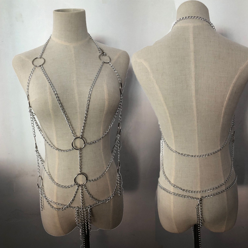 另类情趣内衣角色扮演游戏制服女仆女奴金属铁链衣捆绑衣服跨境