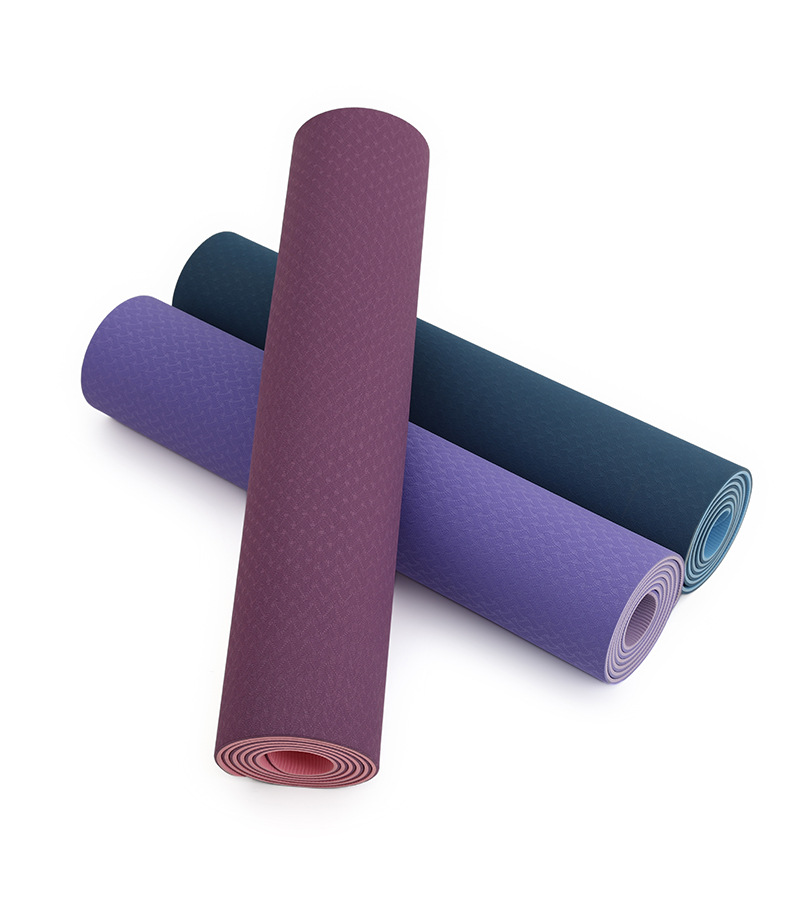 tpe双色瑜伽垫定制logo6mm无味防滑健身垫平板支撑瑜伽垫厂家直销