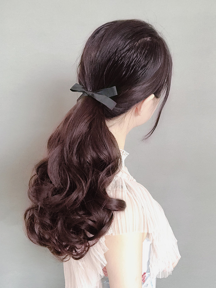 马尾假发女生低扎梨花马尾长卷发大波浪长发绑带式网红蓬松假辫子