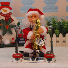 新款电动音乐圣诞老人舞台吹萨克斯敲鼓弹电子琴公仔玩具装饰礼品