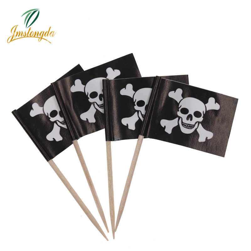 Mini Pirates Toothpick for Flag Restaurant Bar Party Decoration Food Fruit Plate Ice Cream Can Mix and Match