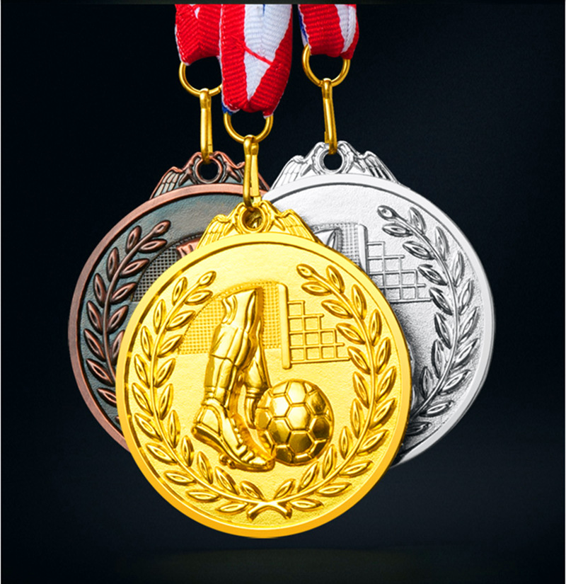 通用足球奖牌金属纪念牌定做幼儿园金银铜挂牌奖章运动会比赛奖牌