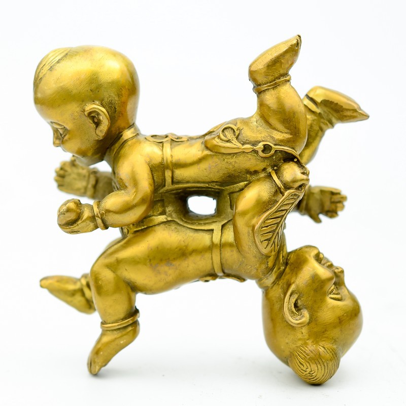 批发精工纯铜 仿古大小号四喜娃娃 家居婚庆福娃礼品摆件