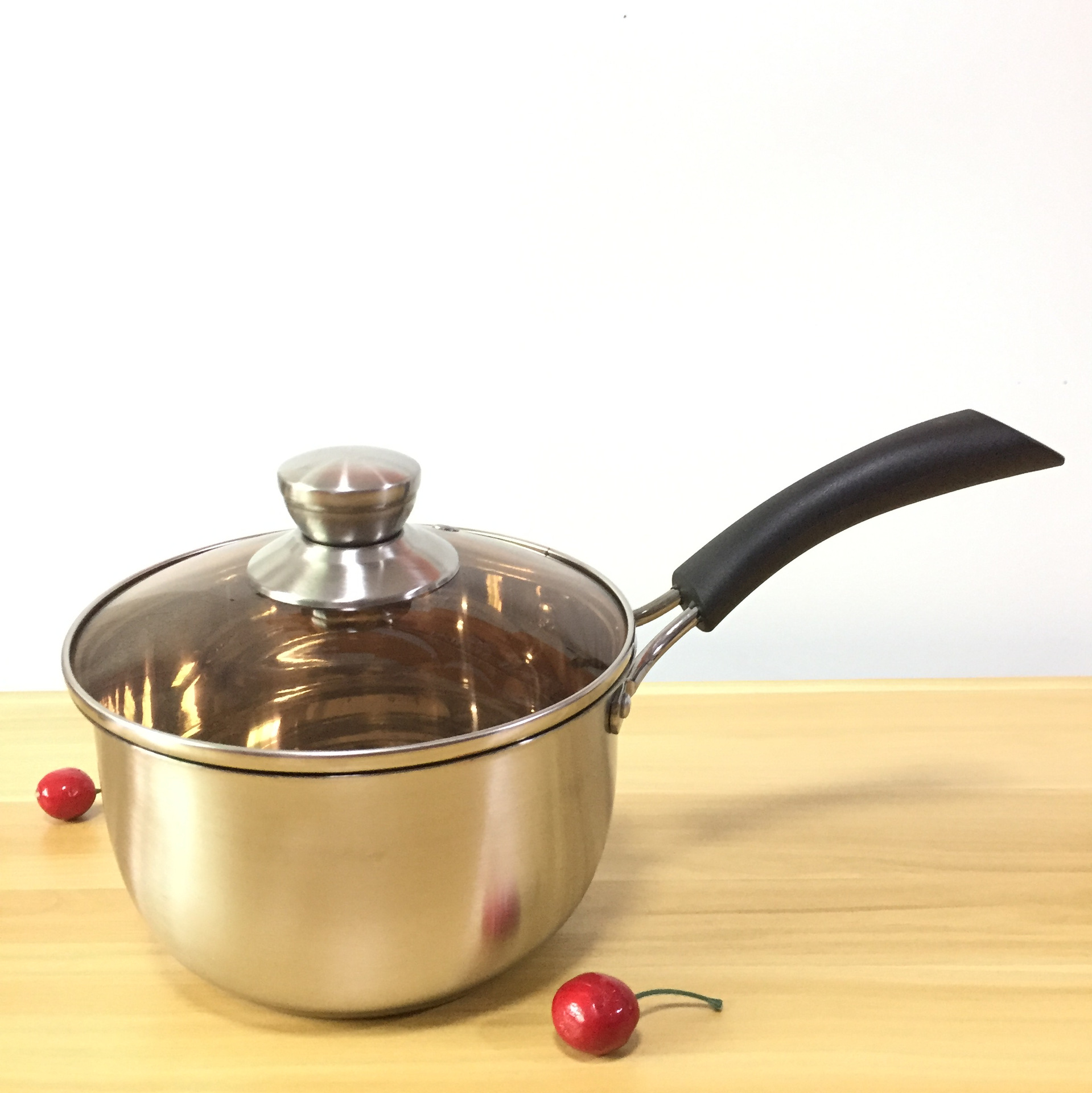 活动款无磁复合钢奶锅 韩式奶锅 礼品锅早餐面条锅 定制品牌logo