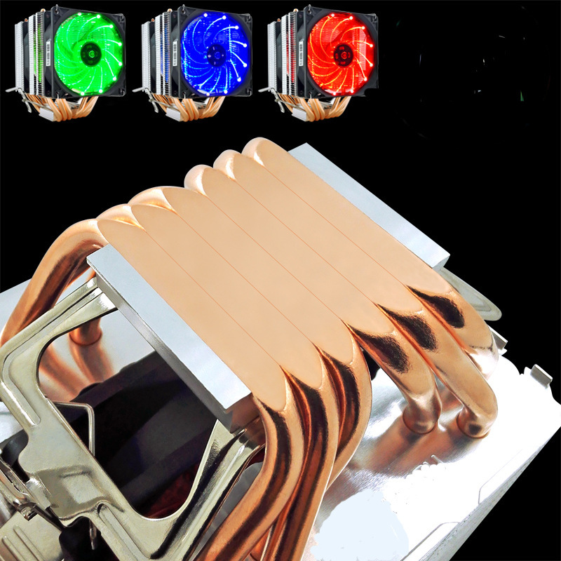 适用于纯铜六热管超频多核 AMD775 1156 i9台式电脑CPU散热器风扇