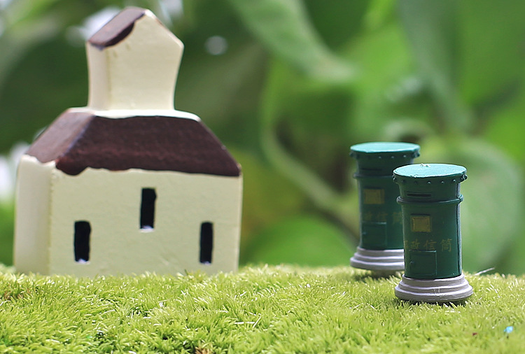 菁娇 多肉苔藓微景观瓶diy配件 绿色邮筒邮政信筒信箱摆件