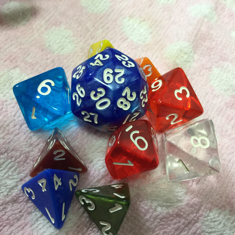 厂家批发三十面蓝色多面骰子创意桌游骰子筹码辅助工具筛子色子