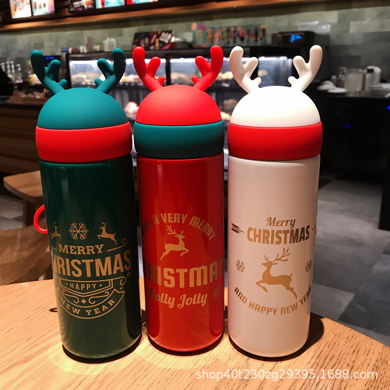 Christmas Gift Children's Thermos Mug Ins Cute Elk Cartoon Water Cup Fashion Creative Portable Gift Cup