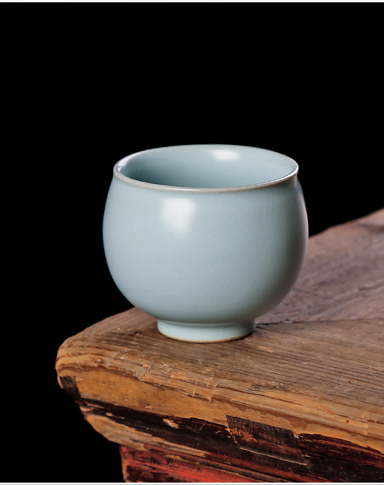 汝窑开片禅定杯大号茶具单只功夫茶杯单个家用冰裂主人杯单杯个性