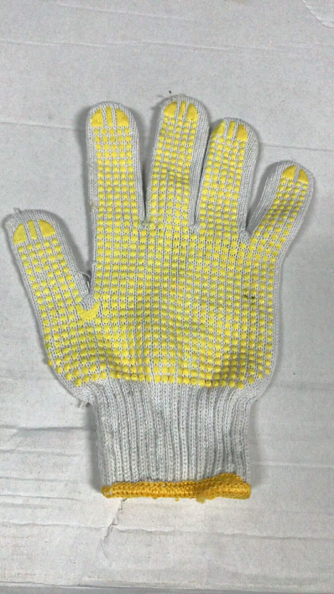 加密耐磨尼龙点珠胶粒手套800克白色防割点塑手套 pvc点胶手套