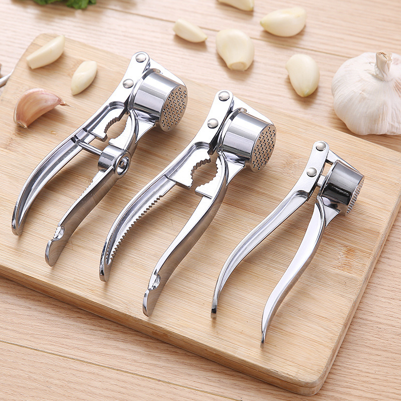 Extra Large Garlic Press Meshed Garlic Device Garlic Clip Multi-Functional Zinc Alloy Stainless Steel Manual Pull Garlic Press