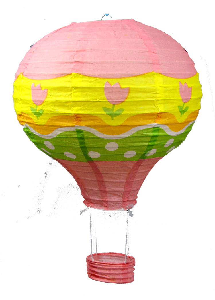 现货新款热气球灯笼 批发节日12寸30厘米彩虹装饰气球卡通纸灯笼