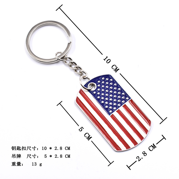 New Cross-Border Simple Fashion Flag Metal Keychains Printing Zinc Alloy Drip Keychain in Stock Wholesale