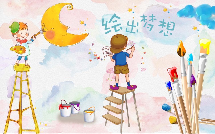 美术画室墙纸5d绘画兴趣班儿童少儿培训机构幼儿园教室背景墙壁纸