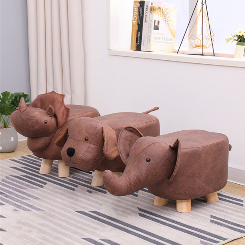批发皮面动物大象换鞋凳 动物脚凳家用小皮凳子礼品凳子沙发凳