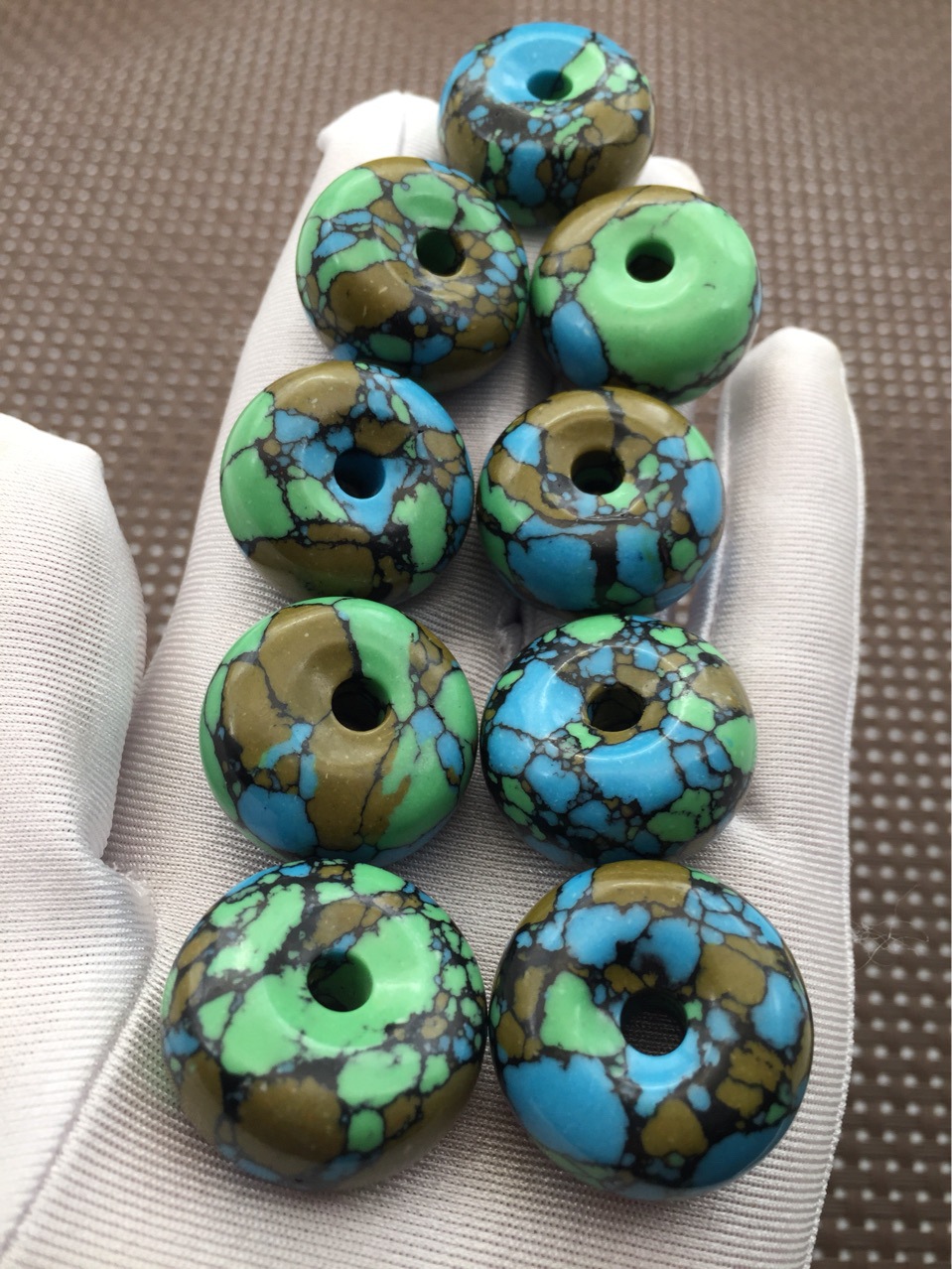 厂家直销二代绿松石高瓷唐三彩平安扣颜色亮丽佛教文玩配饰