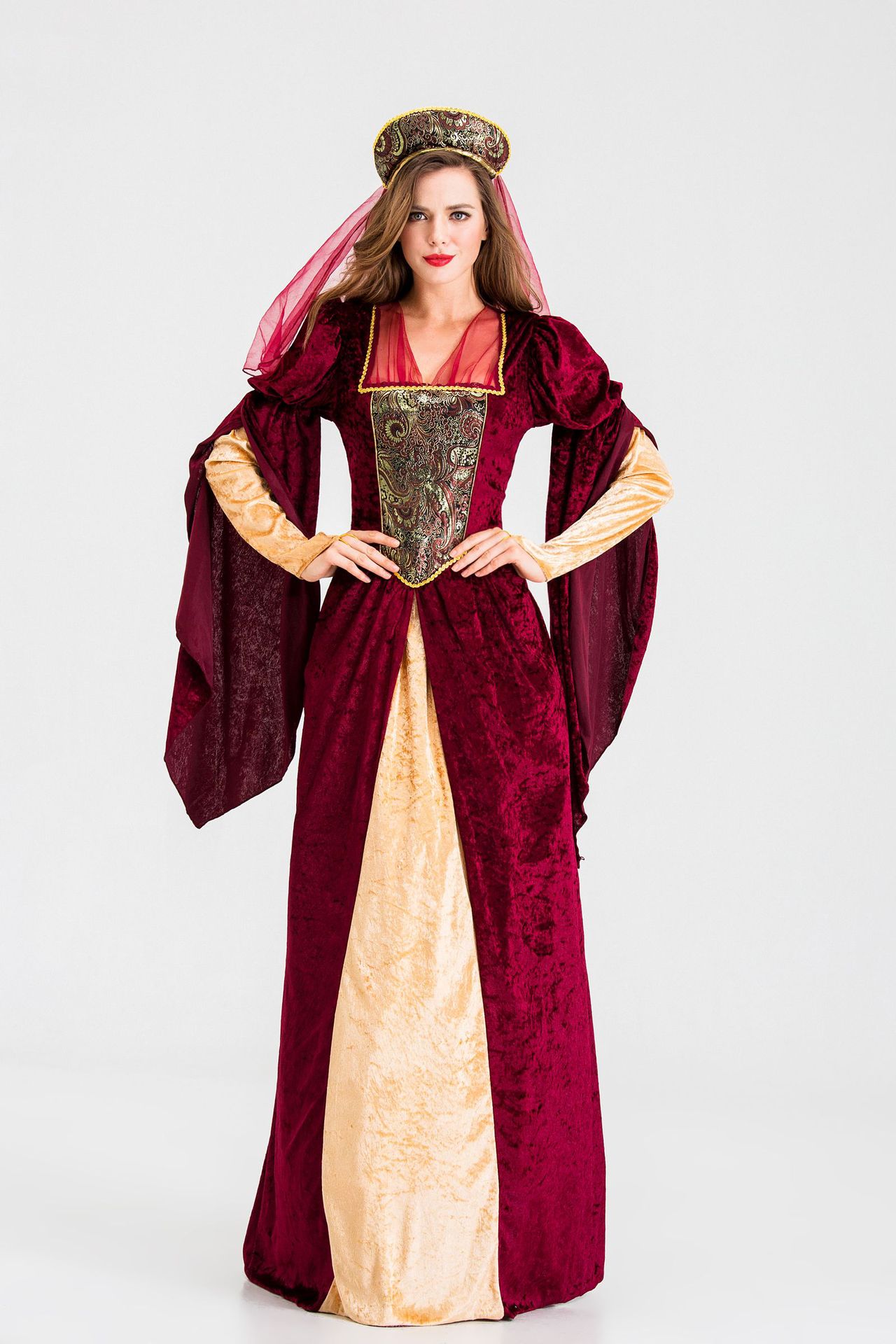 万圣节服装成人复古宫廷长裙阿拉伯连衣裙古埃及艳后法老演出服装